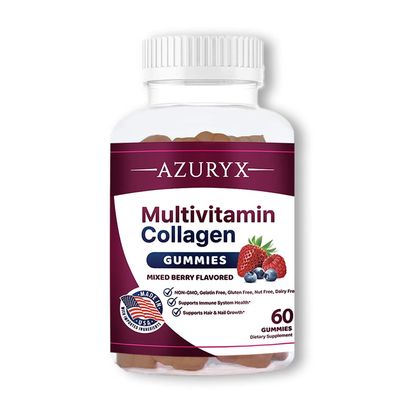 Azuryx Multivitamin Collagen Gummies - Supports Immune System Health, Hair and Nail Growth - Mixed Berry Flavor - Biotin, Zinc, Collagen, Vitamin A, B6, C, D, E, B12-60 Gummies