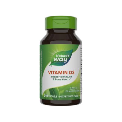 Nature&#39;s Way Vitamin D3 Extra Strength** - 50 mcg Cholecalciferol - Bone Health Supplement* - Immune Function Support* - Gluten Free - 240 Softgels