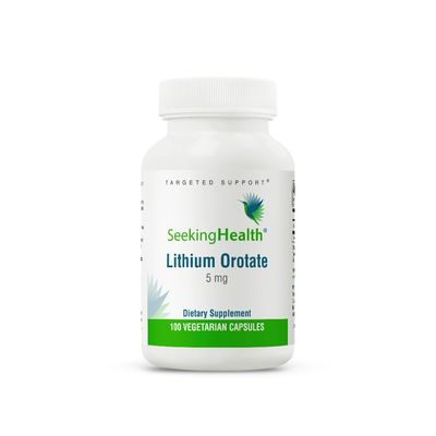 Seeking Health Lithium Orotate - Mineral Supplement Supports Brain Health &amp; Memory - Non-GMO &amp; Gluten-Free Formula with Low Serving of Lithium - 5 mg, 100 Capsules