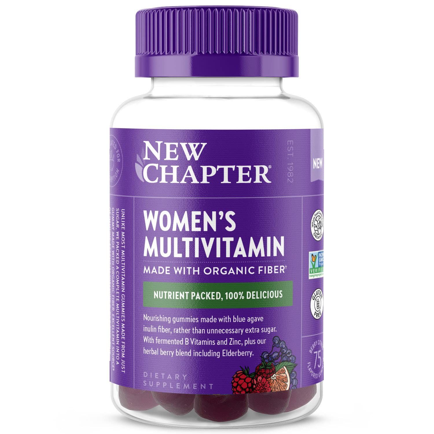 New Chapter Womens Multivitamin Gummies - 66% Less Sugar, Womens Gummy Vitamins with Vitamin C, D3 &amp; Zinc, Non-GMO, Gluten Free, Berry-Citrus, 75ct