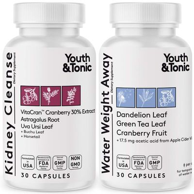 Youth &amp; Tonic Daily Water Retention Pills for Kidney Cleanse Swelling and Excess Body Fluids &amp; Metabolic Waste / 30 + 30 Capsules