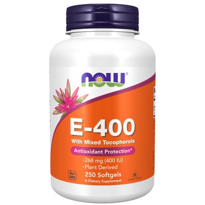 NOW Foods Supplements, Vitamin E-400 IU Mixed Tocopherols, Antioxidant Protection*, 250 Softgels