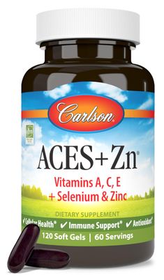 Carlson - ACES + Zn, Vitamins A, C, E + Selenium &amp; Zinc, Cellular Health &amp; Immune Support, Antioxidant, 120 Softgels