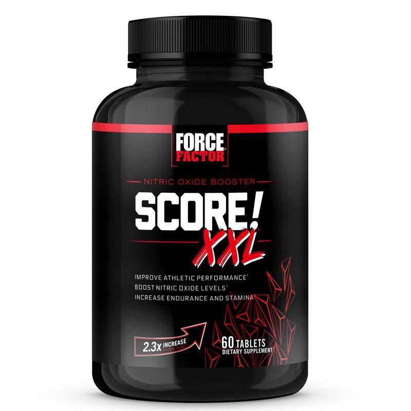 FORCE FACTOR Score! XXL Nitric Oxide Booster Supplement for Men with L-Citrulline, Horny Goat Weed, Black Maca, &amp; Tribulus Terrestris to Increase Stamina, Energy, and Physical Performance, 60 Tablets