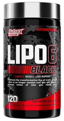 Nutrex Lipo-6 Black Max Strength Fat Burner - Fast Acting Energy, Weight Loss Diet Pills - Appetite Suppressant, Metabolism Booster - 120 Capsules