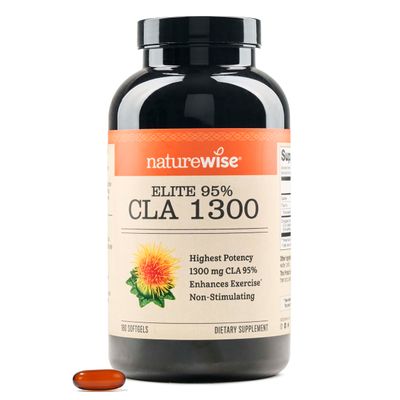 NatureWise CLA 1300 - CLA Supplement w/ 95% Active Conjugated Linoleic Acid for Women and Men, Non-Stimulating, Supports Weight &amp; Fitness Goals - Non-GMO, Gluten Free - 180 Softgels[2-Month Supply]