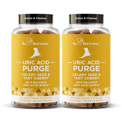 Purge! Uric Acid Flush - Eat &amp; Drink What You Want - Detox and Cleanse with Celery Seed Extract, Tart Cherry &amp; Chanca Piedra for Effective Joint Support &amp; Active Mobility - 120 Soft Vegan Capsules