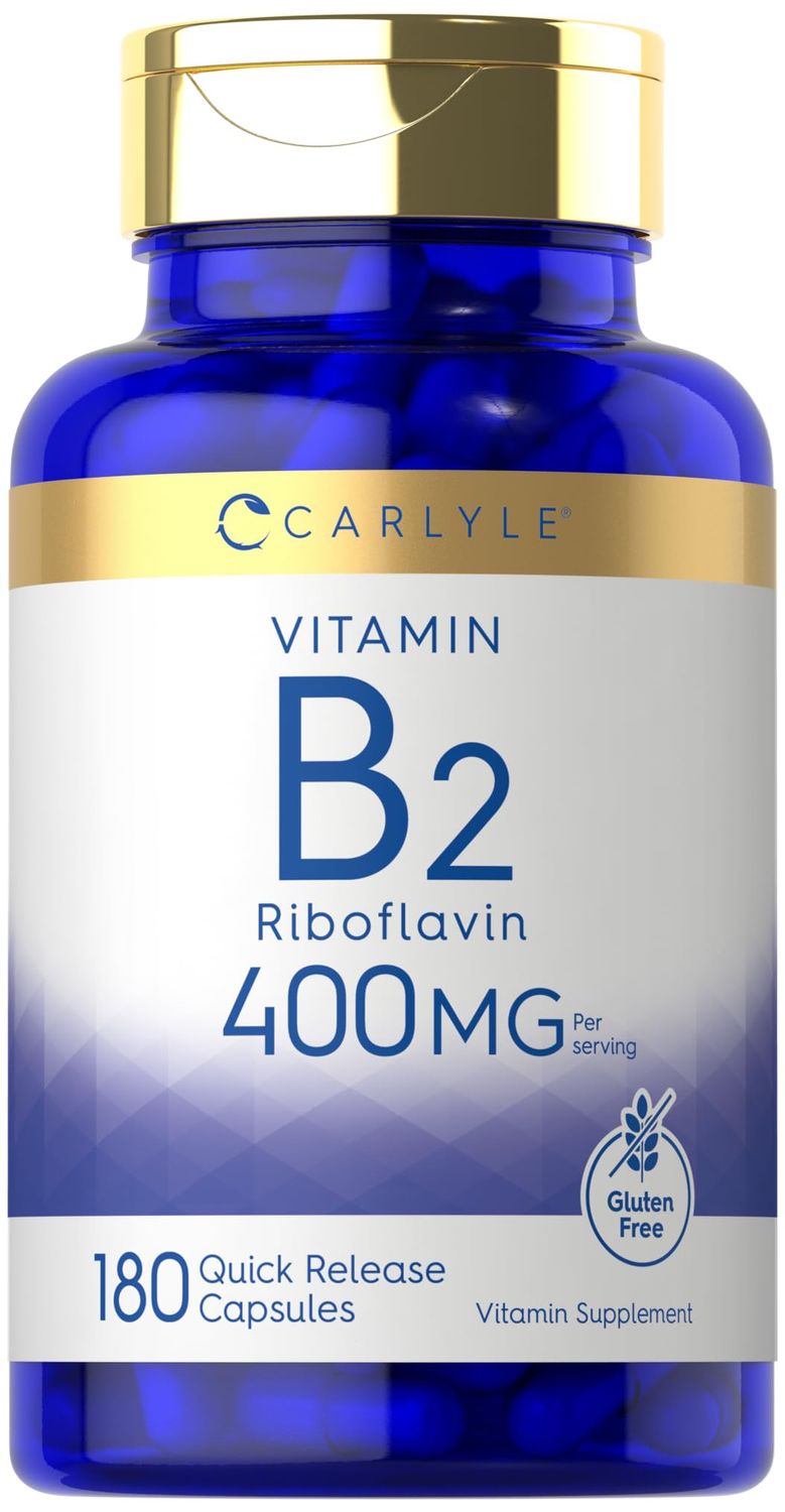 Carlyle Vitamin B-2 400mg | 180 Count | Non-GMO, Gluten Free Supplement | Vitamin B2 Riboflavin