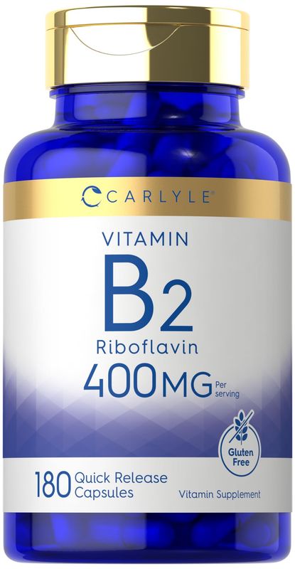 Carlyle Vitamin B-2 400mg | 180 Count | Non-GMO, Gluten Free Supplement | Vitamin B2 Riboflavin