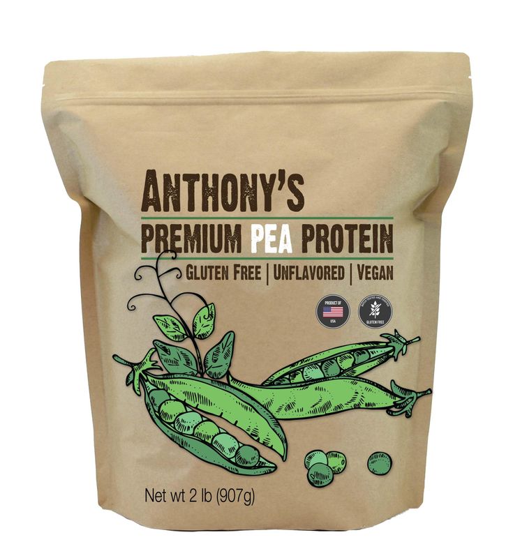 Anthony&#39;s Premium Pea Protein, 2 lb, Plant Based, Gluten Free, Unflavored, Vegan, Keto Friendly, Made from Peas