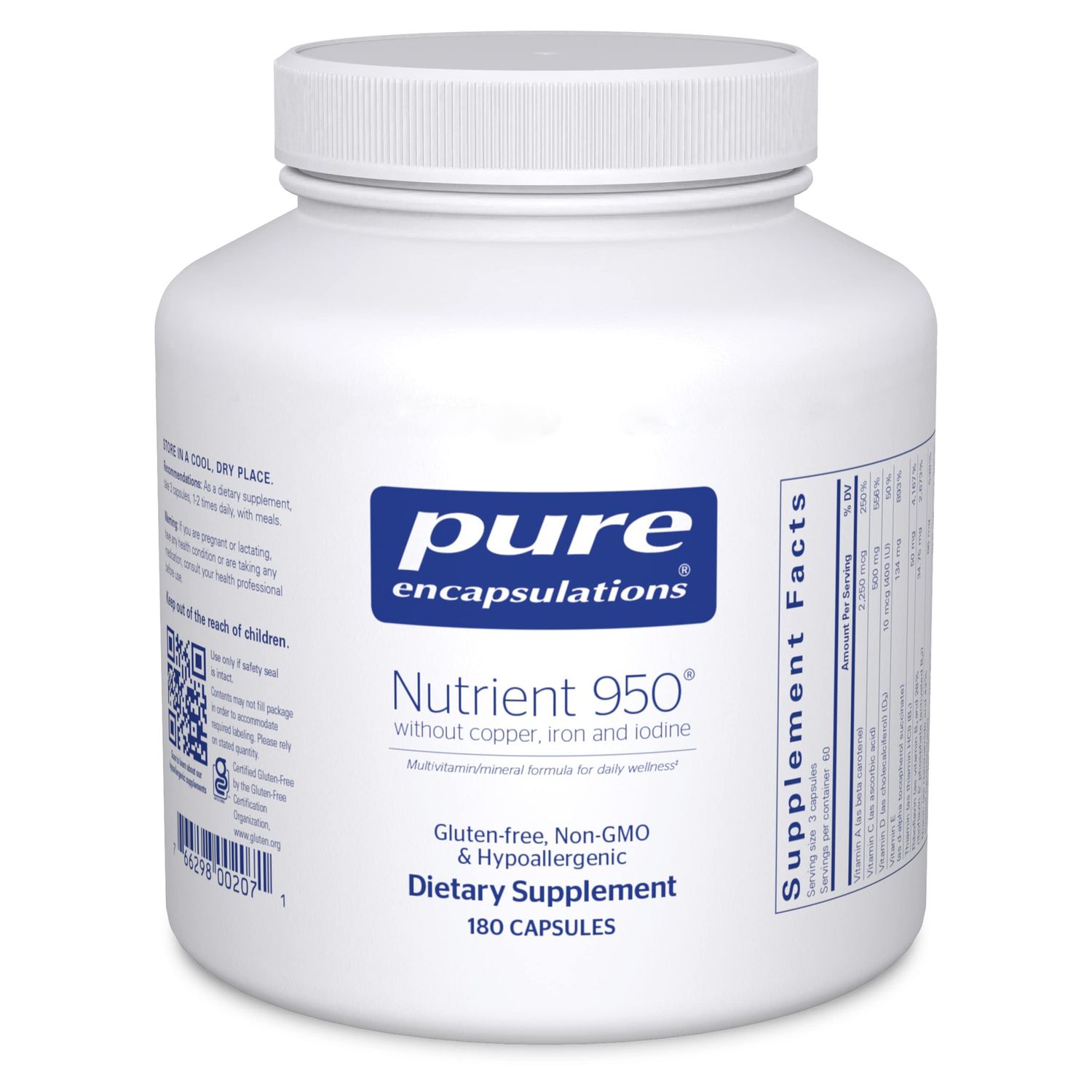 Pure Encapsulations Nutrient 950 Without Copper, Iron, &amp; Iodine | Antioxidant Multivitamin and Mineral Supplement to Support Optimal Health and Physiological Functions* | 180 Capsules