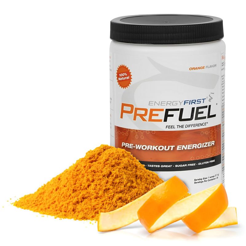 EnergyFirst Prefuel Vegan Pre-Workout Powder | Zero Sugar, All-Natural Energizer with Immune Support | Orange Flavor, 30 Servings for Maximum Workout Performance