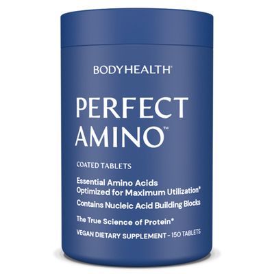 BodyHealth PerfectAmino (150 ct) Easy to Swallow Tablets, Essential Amino Acids Supplement with BCAAs, Vegan Protein for Pre/Post Workout &amp; Muscle Recovery with Lysine, Tryptophan, Leucine, Methionine