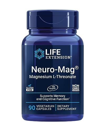 Life Extension Neuro-mag Magnesium L-threonate, Magtein, Magnesium Supplement, Brain Health, Memory &amp; Attention, Gluten Free, Vegetarian, Non-GMO, 90 Vegetarian Capsules