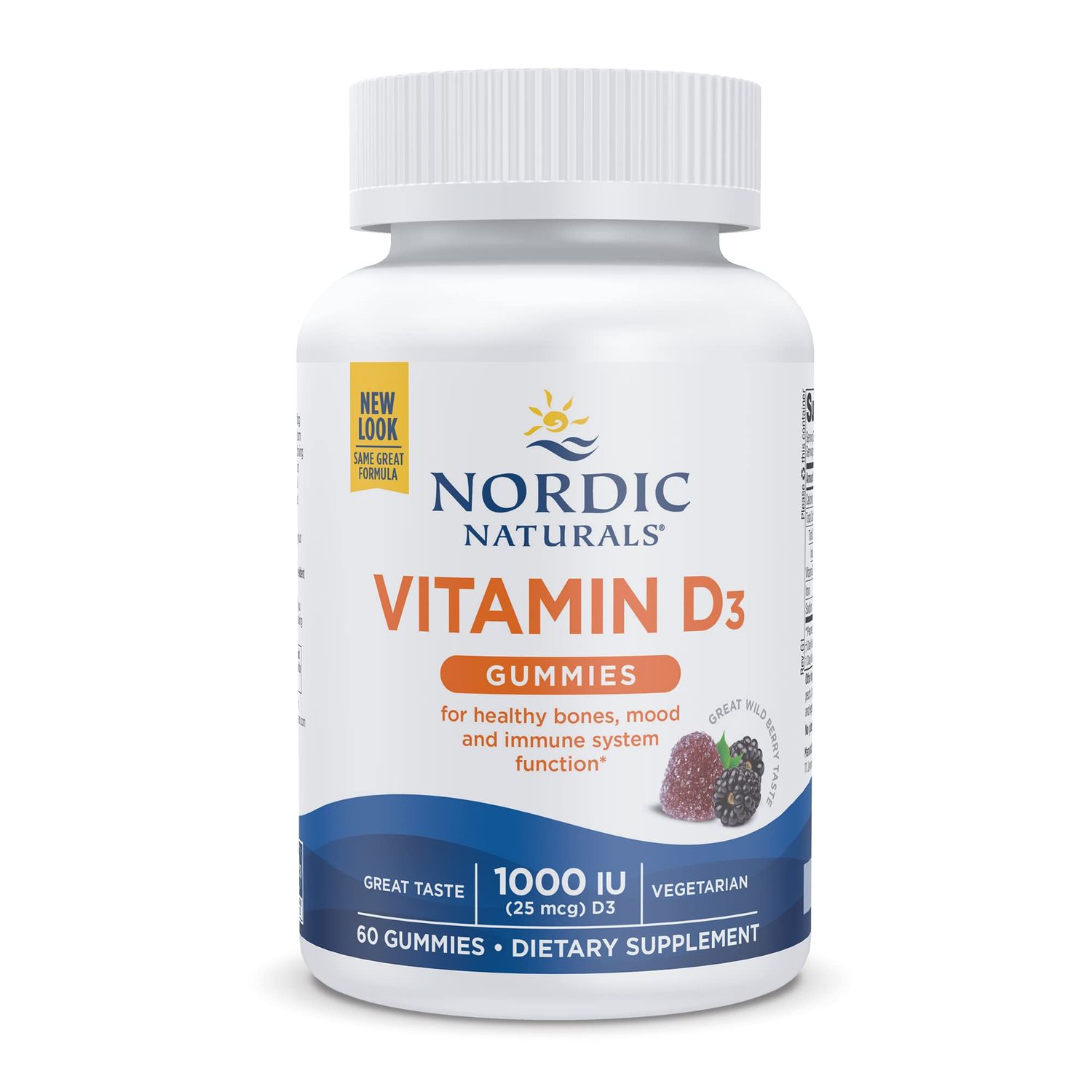 Nordic Naturals Vitamin D3 Gummies, Wild Berry - 60 Gummies - 1000 IU Vitamin D3 - Great Taste - Healthy Bones, Mood &amp; Immune System Function - Non-GMO - 60 Servings