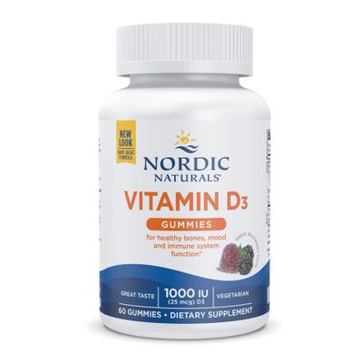 Nordic Naturals Vitamin D3 Gummies, Wild Berry - 60 Gummies - 1000 IU Vitamin D3 - Great Taste - Healthy Bones, Mood &amp; Immune System Function - Non-GMO - 60 Servings