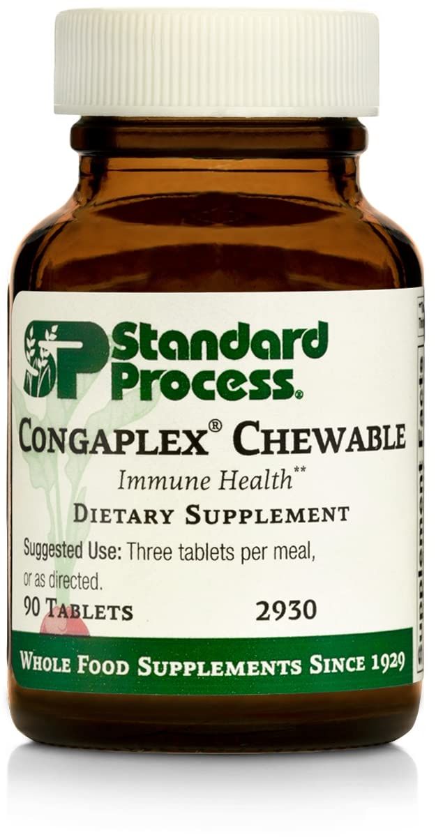 Standard Process Congaplex (Chewable) - Whole Food RNA Supplement, Antioxidant, Immune Support with Thymus, Shiitake, Reishi Mushroom Powder, Organic Sweet Potato, Wheat Germ, and More - 90 Tabs