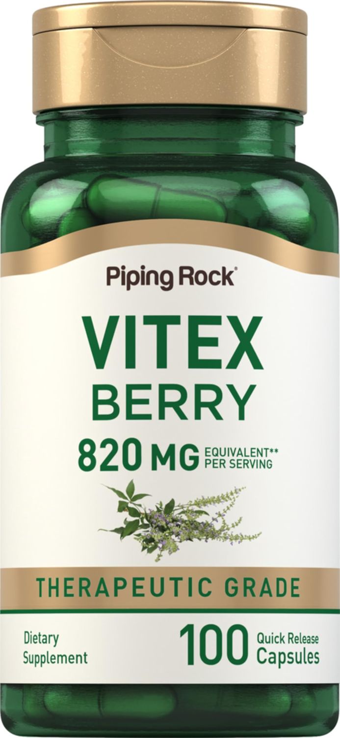 Piping Rock Vitex Chasteberry 820mg | 100 Capsules | Supplement for Women | Fruit Extract | Non-GMO, Gluten Free