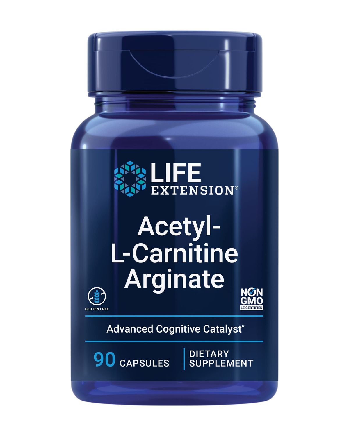 Life Extension Acetyl-L-Carnitine Arginate, Advanced Brain &amp; Nerve Health, Cellular Energy Support, Gluten-Free, Non-GMO, 90 Capsules