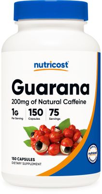 Nutricost Guarana 1000mg Serving, 150 Vegetarian Capsules - Natural Herbal Brazilian Caffeine Energizer Supplement