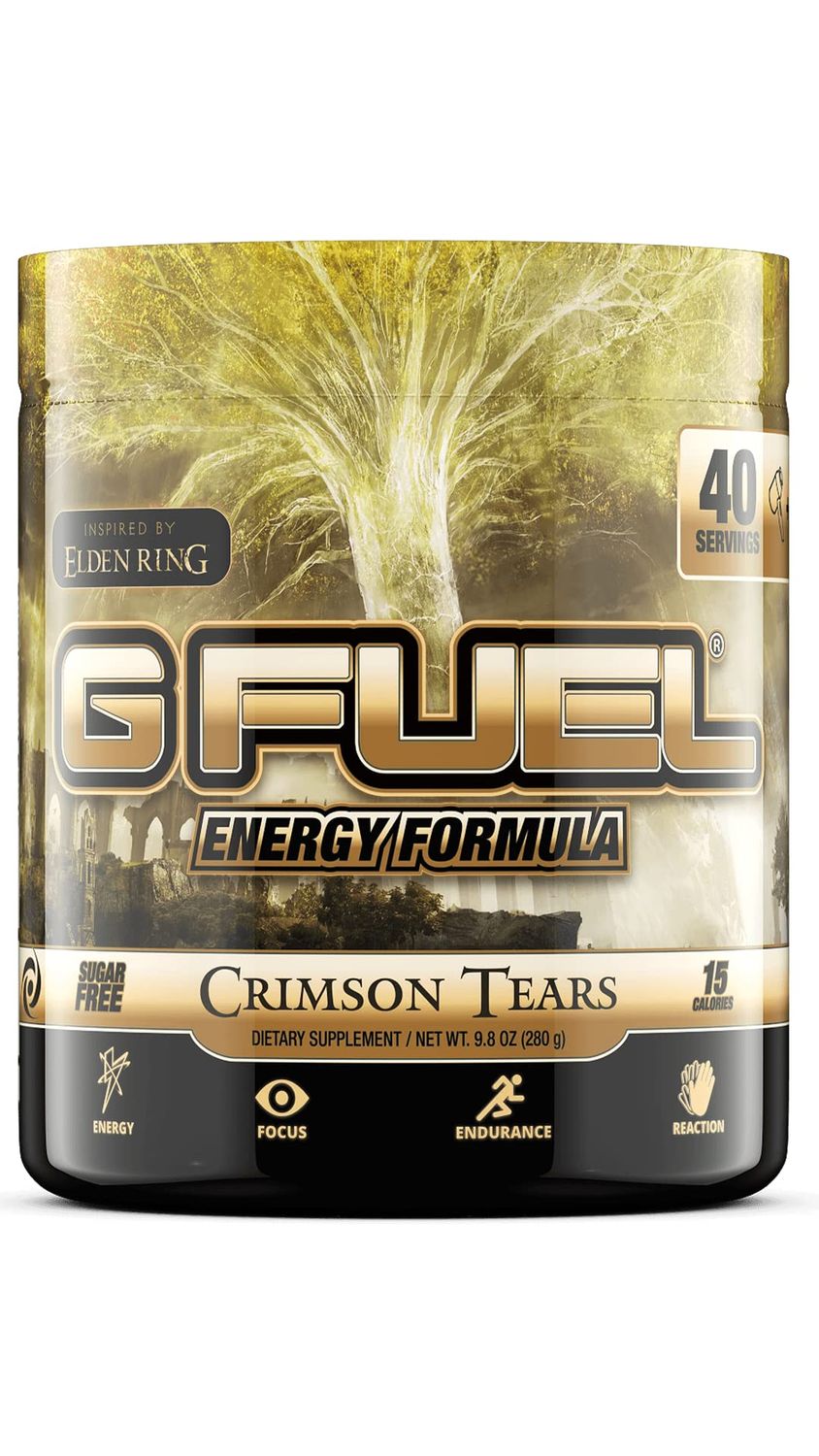 G Fuel Elden Ring Crimson Tears Energy Drink Powder, Pre Workout Caffeine Powder, Energy Powder Drink Mix for Gaming, Sugar Free Focus Amino, Vitamin + Antioxidants, 9.9oz (Prickly Pear, 40 Servings)