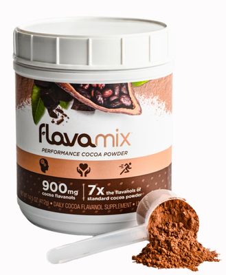 FlavaMix Performance Cocoa Powder | 900mg of Cocoa Flavanols | Promotes Heart &amp; Brain Function | Boosts Nitric Oxide | Plant Based, Zero Sugar | 31 Servings