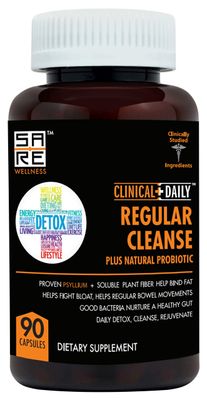 Clinical Daily Regular Cleanse. Natural Colon Cleanser &amp; Detox for Energy and Constipation Relief. 90 Herbal Dietary Fiber Pills - Psyllium Husk Powder Capsules with Glucomannan, Aloe, PROBIOTICS