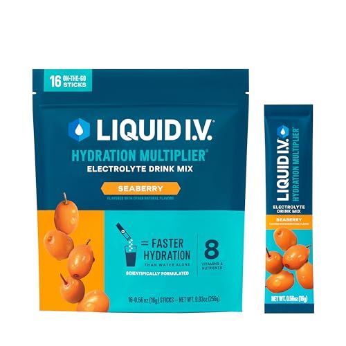 Liquid I.V. Hydration Multiplier - Seaberry | Electrolyte Powder Drink Mix | 1 Pack (16 Servings)
