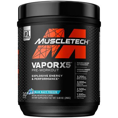Pre Workout Powder | MuscleTech Vapor X5 | Pre Workout Powder for Men &amp; Women | PreWorkout Energy Powder Drink Mix | Sports Nutrition Pre-Workout Products | Blue Raspberry (30 Servings)-Package Varies