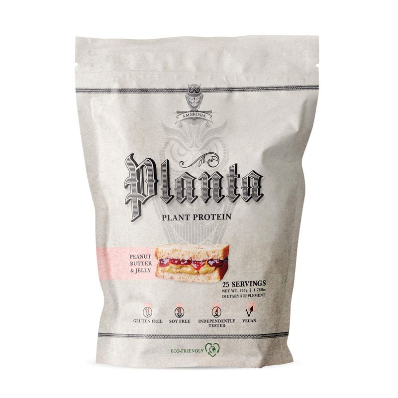 Ambrosia Planta - Premium Organic Plant-Based Protein (Peanut Butter &amp; Jelly)