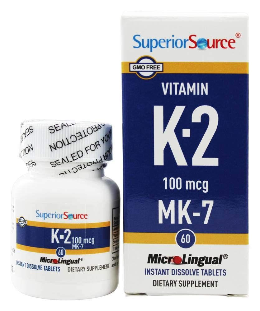 Superior Source Vitamin K2 MK-7 (Menaquinone-7), 100 mcg, Quick Dissolve MicroLignual Tablets, 60 Count, Healthy Bones and Arteries, Immune &amp; Cardiovascular Support, Non-GMO