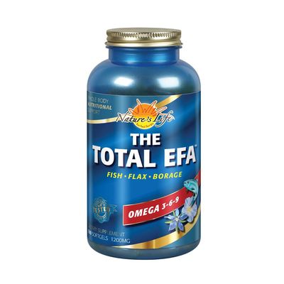 Nature&#39;s Life The Total EFA Fish Oil w/Organic Flaxseed &amp; Borage Oils | 1200 mg | Skin, Heart &amp; Memory | 180 Softgels