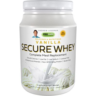 Andrew Lessman Secure Whey Complete Meal Replacement - Vanilla 60 Servings - Only 63 Calories, 7 Grams Whey Protein, Vitamins &amp; Minerals, Low-Fat, Nutritious, Delicious, Mixes Instantly