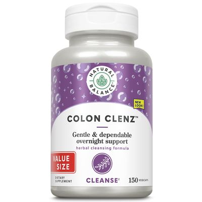 Natural Balance Colon Clenz | Herbal Colon Cleanse &amp; Detox Supplement | Gentle &amp; Dependable Overnight Formula (150 CT)
