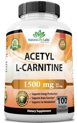 Acetyl L-Carnitine 1,500 mg High Potency Supports Energy Production, Sports Nutrition, Supports Memory/Focus - 100 Veggie Capsules