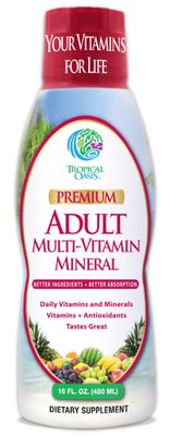 Tropical Oasis Adult Liquid Multivitamin -Liquid Multi-Vitamin and Mineral Supplement with 125 Total Nutrients Including; 85 Vitamins &amp; Minerals, 23 Amino Acids, and 18 Herbs - 16 fl oz, 32 serv