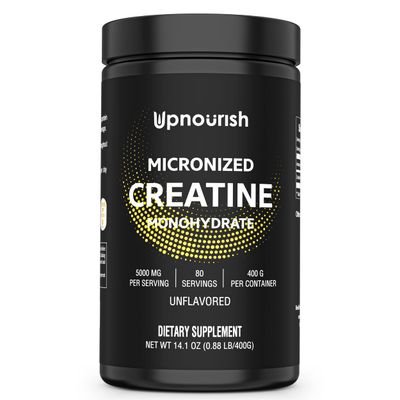UpNourish Micronized Creatine Monohydrate Powder 400 G - Unflavored Vegan for Pre Workout, Muscle Building Pure Women and Men Instantized Supplement, 80 Servings 14.1096 Ounce