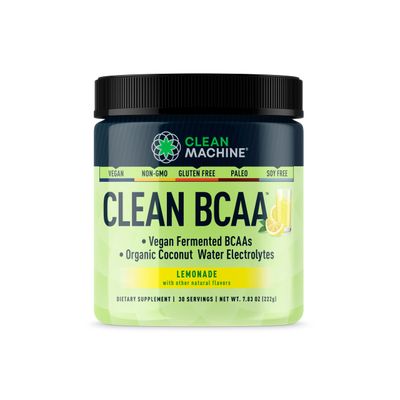 Clean BCAA - 2:1:1 Food Sourced BCAAs Powder &amp; Coconut Water Electrolytes Recovery &amp; Amino Energy Supplement - Award Winning Vegan Amino Acid Supplement - 30 Servings - Lemonade