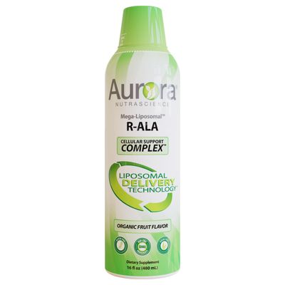 Aurora Nutrascience, Mega-Liposomal R-ALA Cellular Support Complex, Gluten Free, Non-GMO, Sugar Free, Organic Fruit Flavor, 16 fl oz (480 mL)