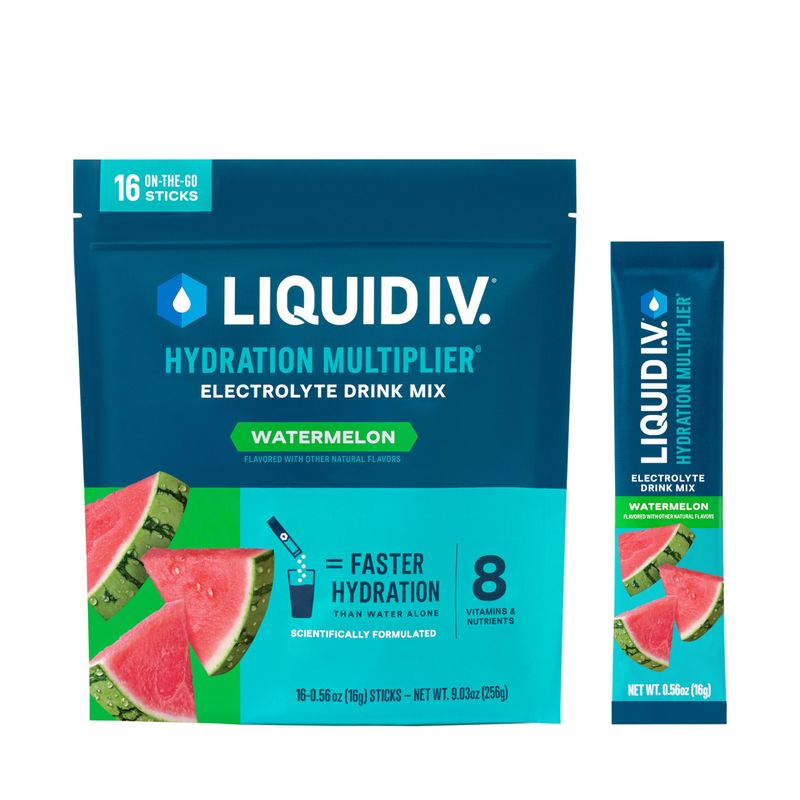 Liquid I.V. Hydration Multiplier - Watermelon - Hydration Powder Packets | Electrolyte Drink Mix | Easy Open Single-Serving Stick | Non-GMO | 16 Servings (Pack of 1)