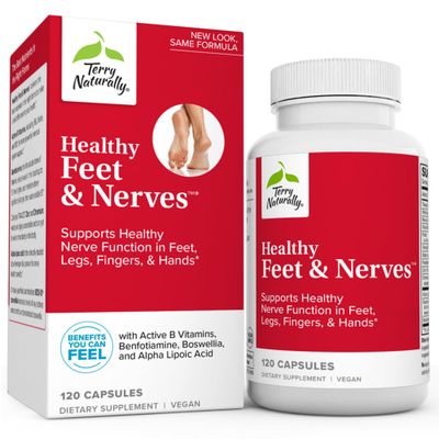 Terry Naturally Healthy Feet &amp; Nerves - 120 Capsules - Supports Healthy Nerve Function in Feet, Legs, Fingers &amp; Hands - Non-GMO, Vegan, Gluten Free - 60 Servings