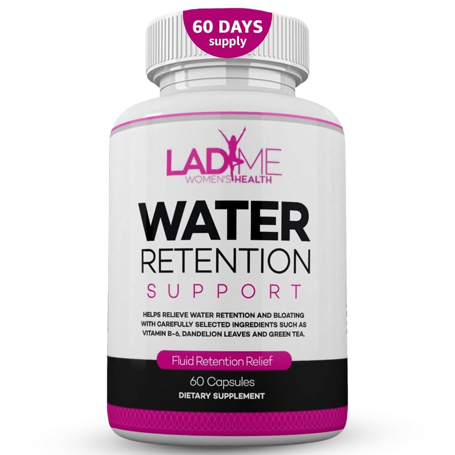 Water Retention Pills for Women Bloating Relief with Vitamin B6, Dandelion &amp; Green Tea Natural Diuretic for Water Draining, Bloating &amp; Swelling Detox Capsules - 60 Caps (2 Months Supply) - by LadyMe