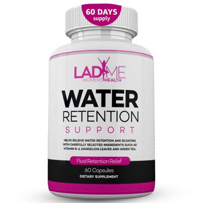 Water Retention Pills for Women Bloating Relief with Vitamin B6, Dandelion &amp; Green Tea Natural Diuretic for Water Draining, Bloating &amp; Swelling Detox Capsules - 60 Caps (2 Months Supply) - by LadyMe