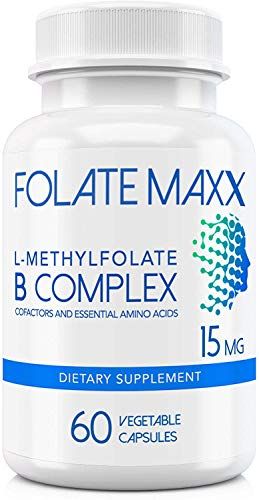 FolateMaxx L-Methylfolate + B12 Methylcobalamin &amp; B6 Blend (15mg) - 60 Capsules - Active B-Complex with Cofactors &amp; Essential Amino Acids - Non GMO, Gluten Free, No Fillers