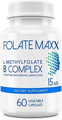 FolateMaxx L-Methylfolate + B12 Methylcobalamin &amp; B6 Blend (15mg) - 60 Capsules - Active B-Complex with Cofactors &amp; Essential Amino Acids - Non GMO, Gluten Free, No Fillers