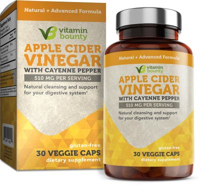 Vitamin Bounty Apple Cider Vinegar Capsules - Apple Cider Vinegar Pills with Cayenne Pepper Capsules Organic, Apple Cider Vinegar with Mother, ACV Capsules, Digestive Support - 510mg, 30 Capsules