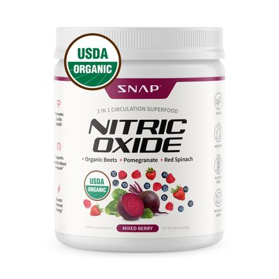 Snap Supplements USDA Organic Beet Root Powder, 3-in-1 Nitric Oxide Supplement, Support Healthy Blood Pressure and Blood Circulation, 250g (Mixed Berry)