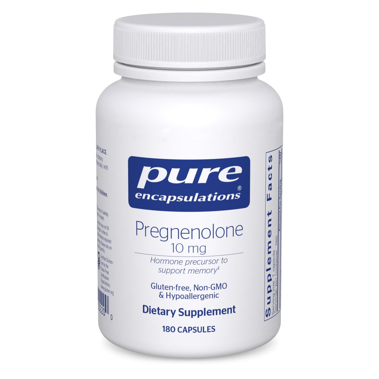 Pure Encapsulations Pregnenolone 10 mg - Support Memory &amp; Hormone Balance* - Hormone Precursor - Gluten Free &amp; Non-GMO - 180 Capsules