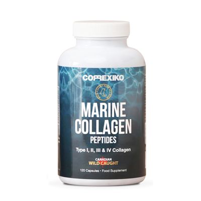 CORREXIKO Marine Collagen Supplement Pills - 1800mg Hydrolyzed Collagen Peptides per Serving with Added Hyaluronic Acid, Vitamin C &amp; Minerals - for Hair, Skin &amp; Nails - 120 Capsules 30 Day Supply
