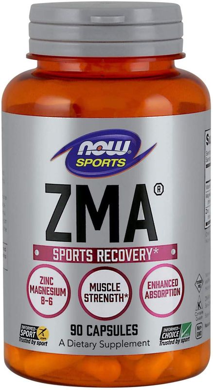 NOW Foods Sports Nutrition, ZMA (Zinc, Magnesium and Vitamin B-6), Enhanced Absorption, Sports Recovery*, 90 Capsules